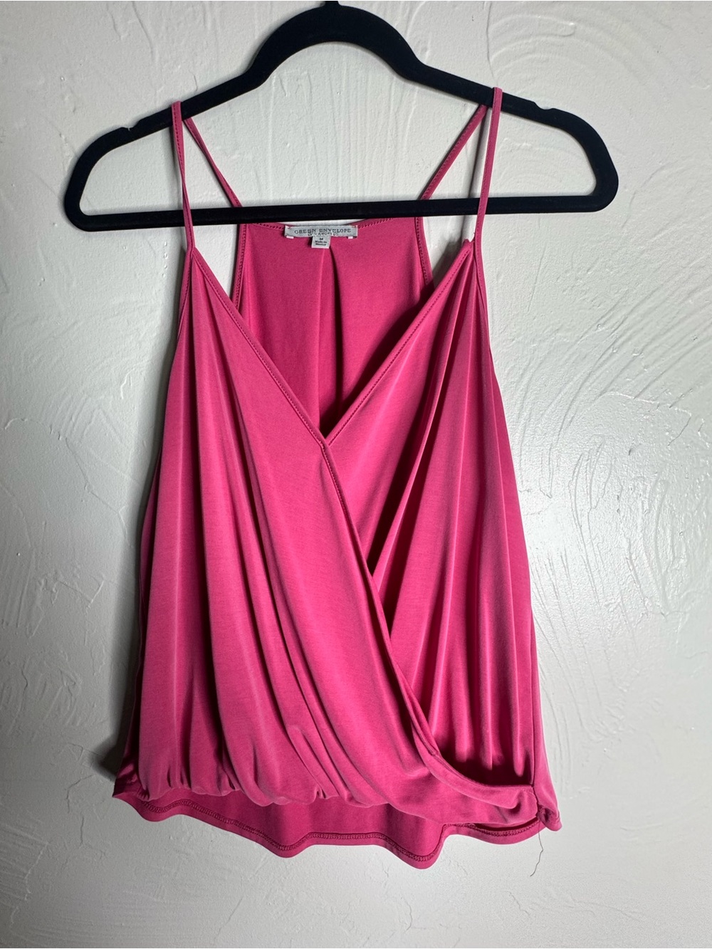 Green Envelope Pink Surplice Spaghetti Strap Camisole